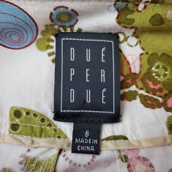 Due per Due Jacket Womens Size‎ 6 3/4 Sleeve Silk Blend Crop Bolero Floral White - Picture 10 of 13